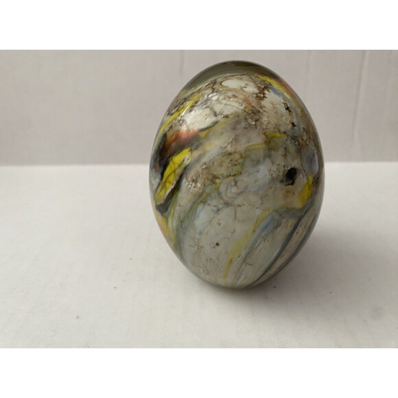 Vintage Russian Art Glass Paperweight Egg Swirl Handmade Blown Collectible - Picture 7 of 8